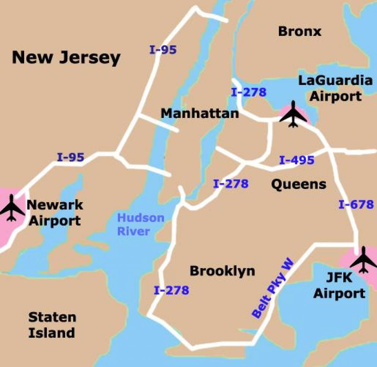 Brooklyn Flughäfen Karte