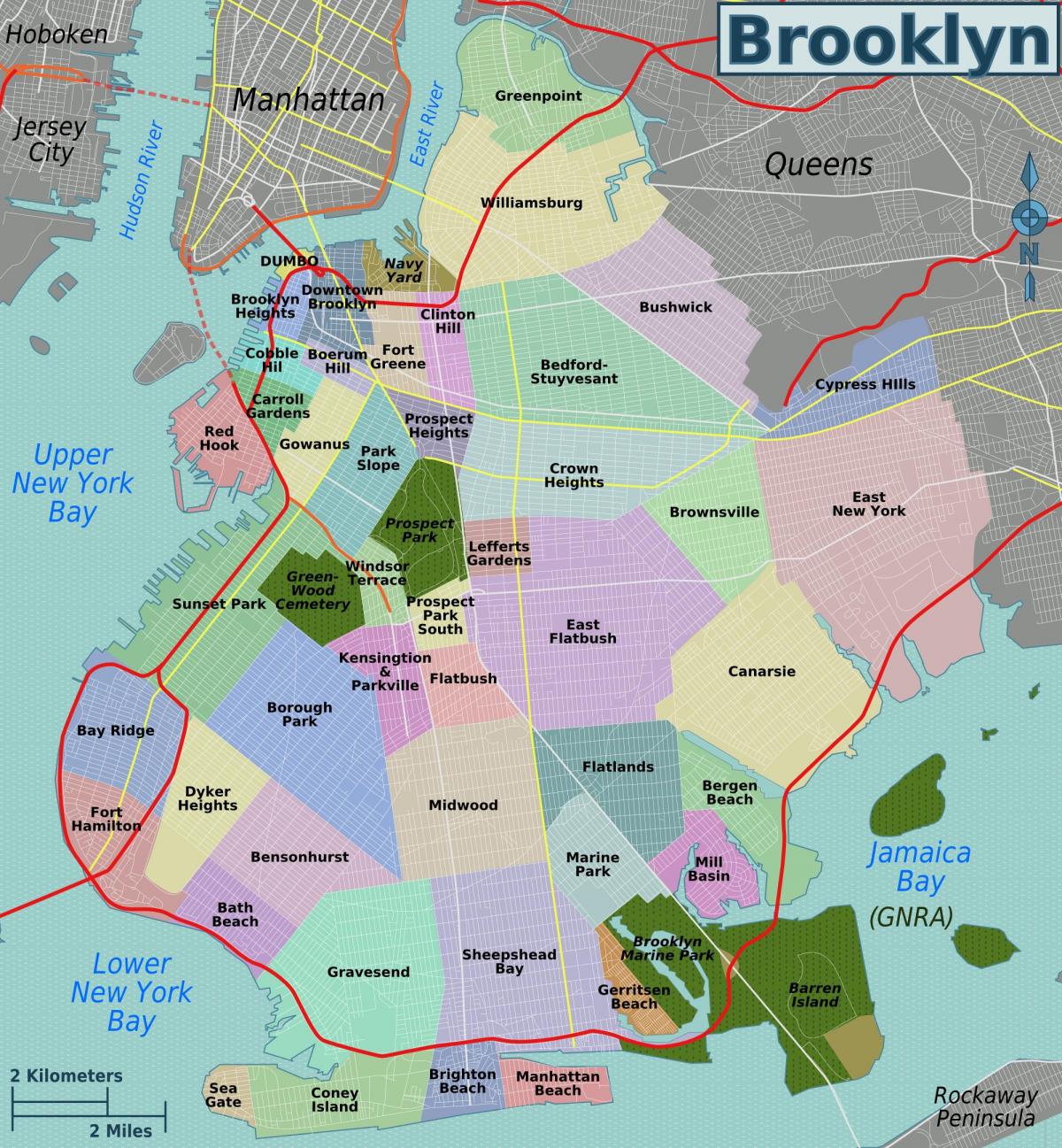 Karte der Nachbarschaften in Brooklyn